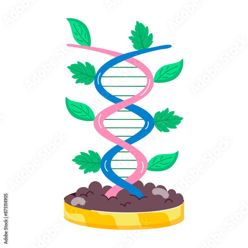 A flat style sticker of plant dna study 

