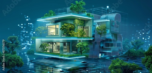 Blueprint of a Sustainable Smart Home Eco-architecture tech-integrated home Innovative Design Green Energy