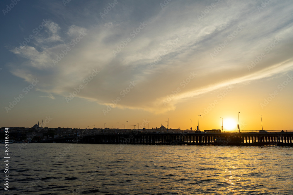 View the fantastic night view of Istanbul from the dockside park View the fantastic night view of Istanbul from the dockside park