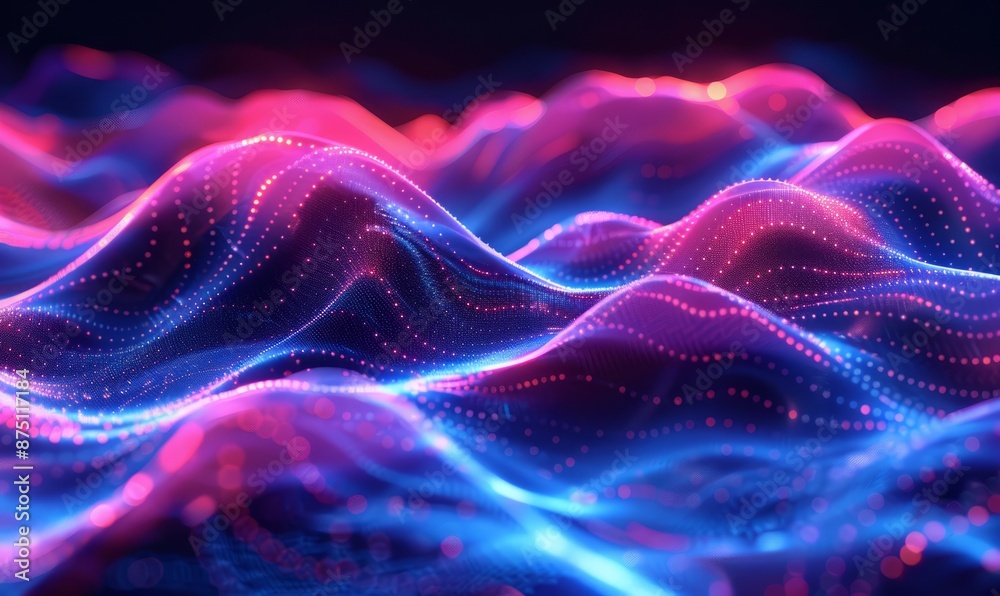 Abstract digital waves in neon shades Abstract digital waves in neon shades