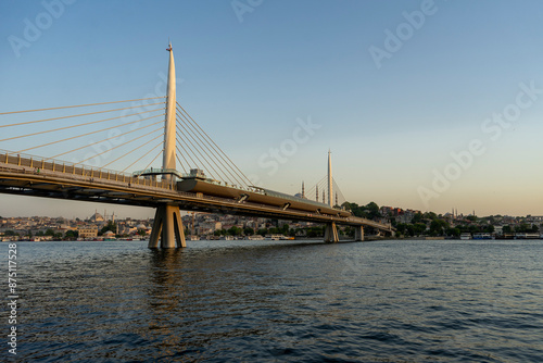 View the fantastic night view of Istanbul from the dockside park