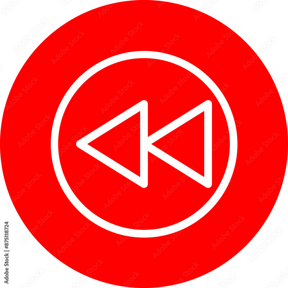 Backward Vector Line White Circle Red Backward Vector Line White Circle Red