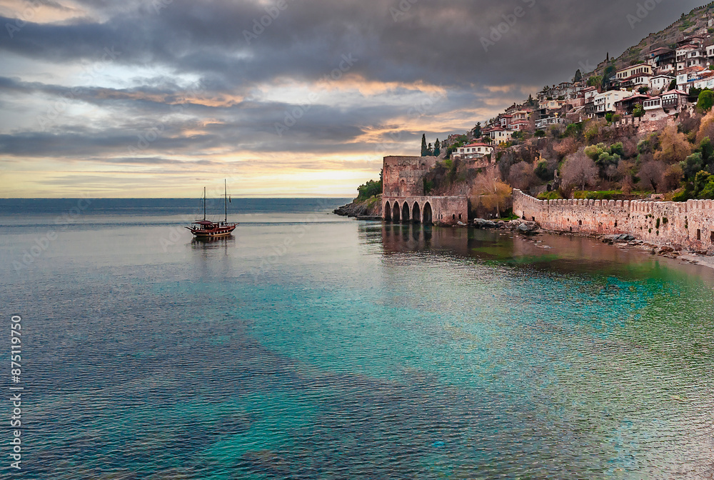 Fototapeta premium Alanya Town castle view in Turkey