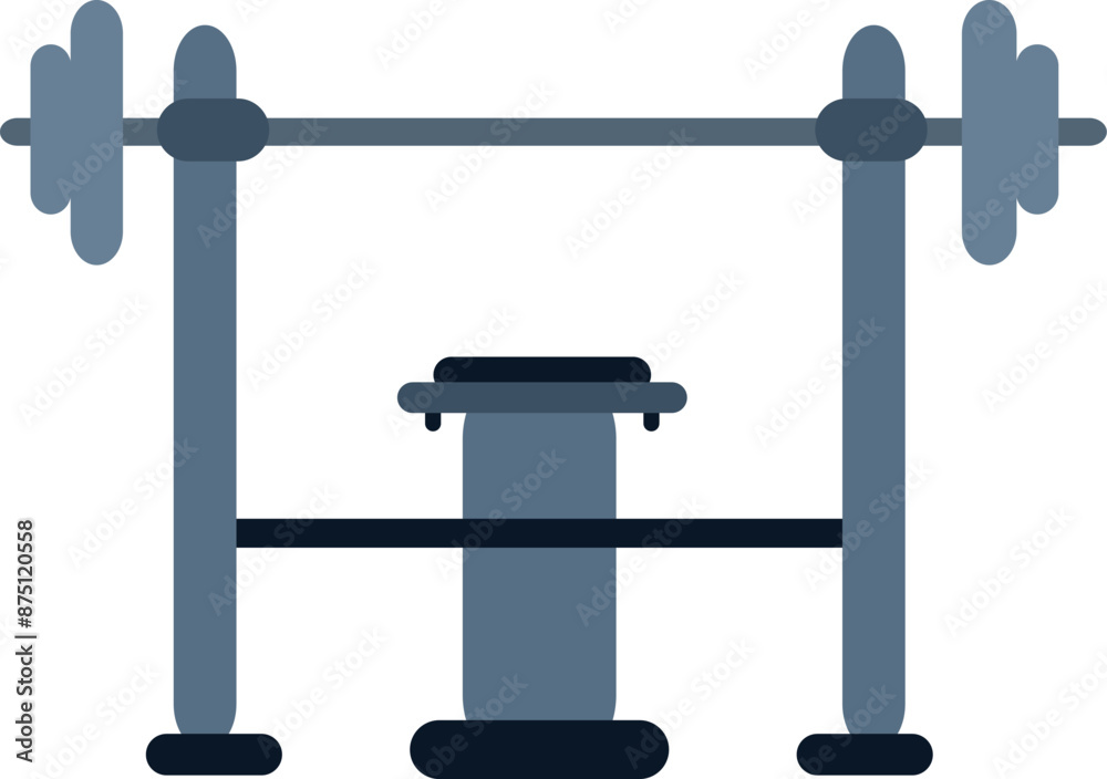 Bench set barbell vector. Gym equipment flat illustration. Bench set barbell vector. Gym equipment flat illustration.