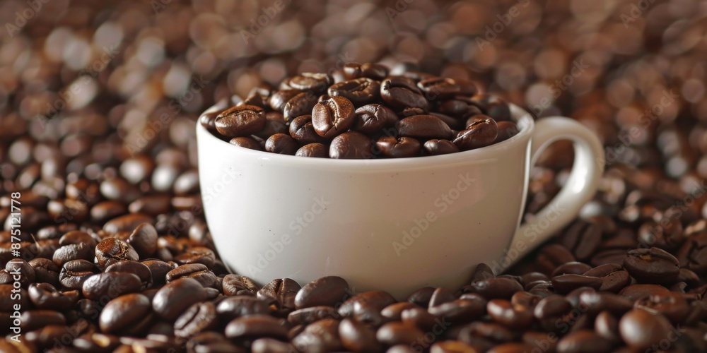 Fototapeta premium Celebrating National Coffee Day with Lifestyle Habits, Hobbies, Slow Living, Leisure, Coffee Beans, Latte Art, Dates, Drinks, Friends Gatherings, Happy Holidays, Weekend Life, Afternoon Tea, and Cultu