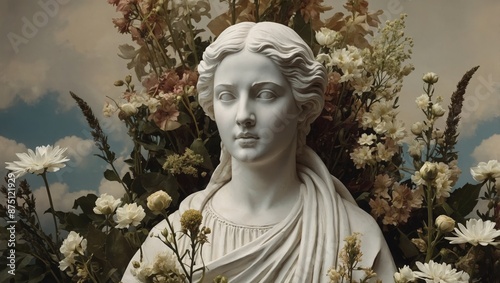 Antique white female sculpture