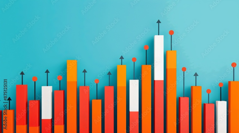 Contemporary design with detailed icons of stocks, bonds, and revenue; sleek, modern visuals representing portfolio and market analysis. Illustration, Image, , Minimalism,