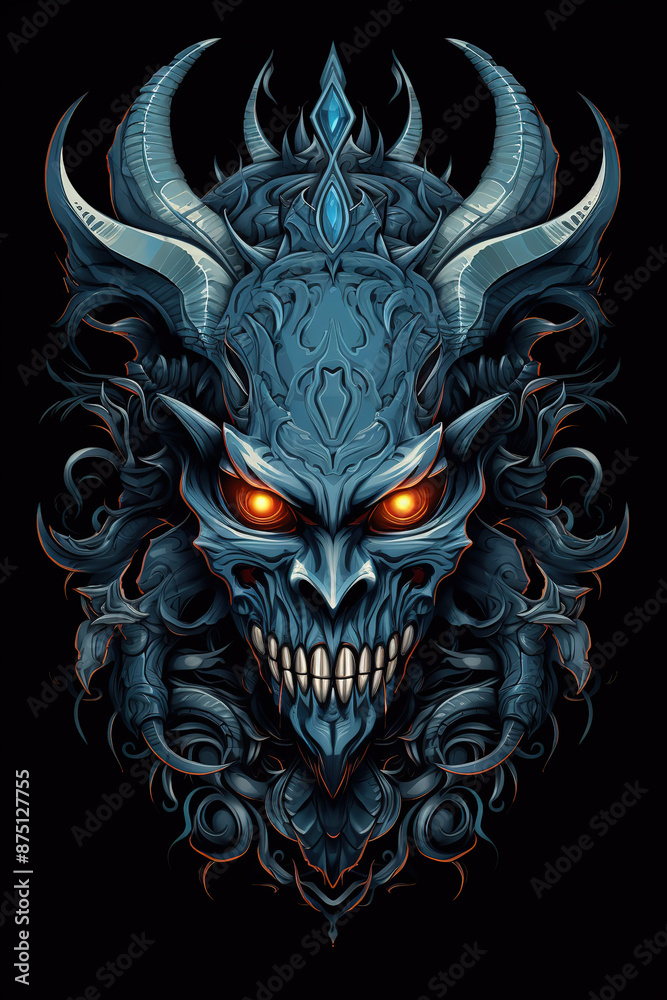 Smoky blue demon. Devil tattoo Smoky blue demon. Devil tattoo