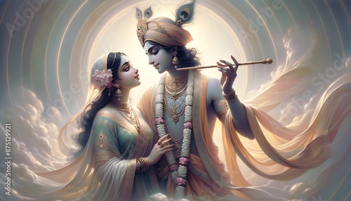 Lord Krishna and Radha Rani dreamy Portrait