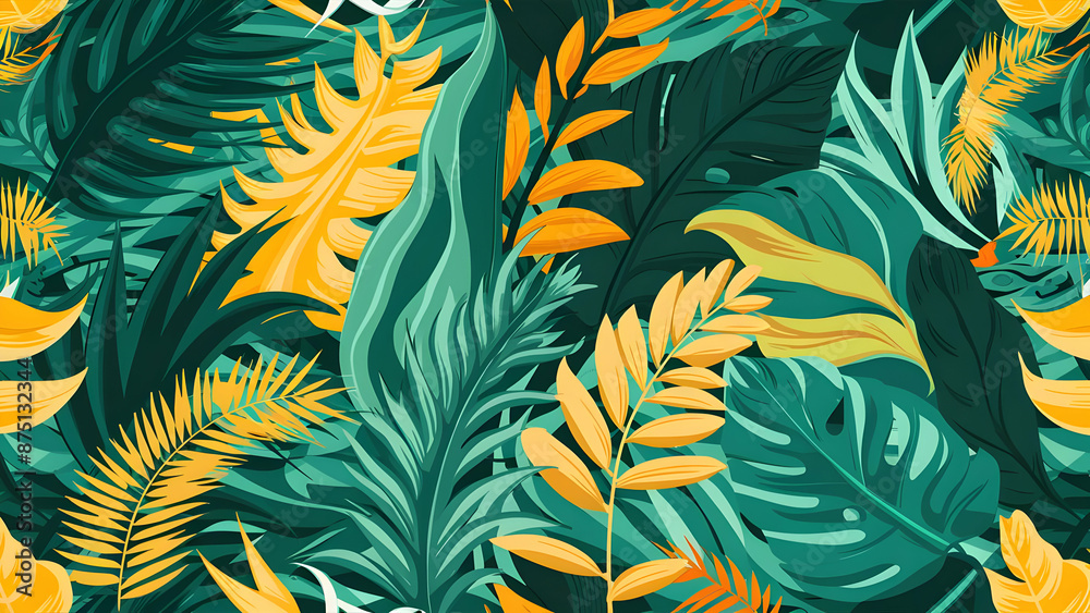 Dancing Tropical Leaves Seamless Vector Design Dancing Tropical Leaves Seamless Vector Design