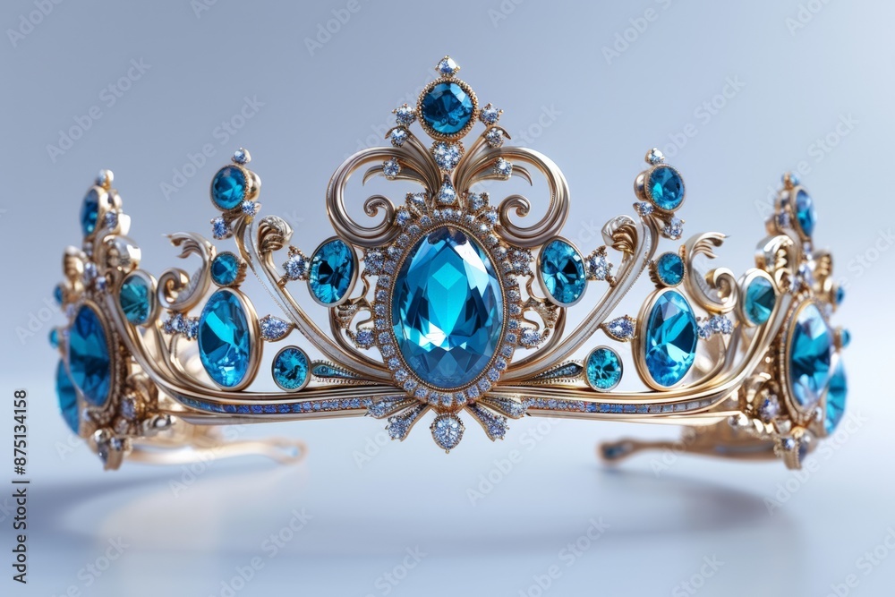 Luxurious gold crown adorned with blue gemstones. Luxurious gold crown adorned with blue gemstones.