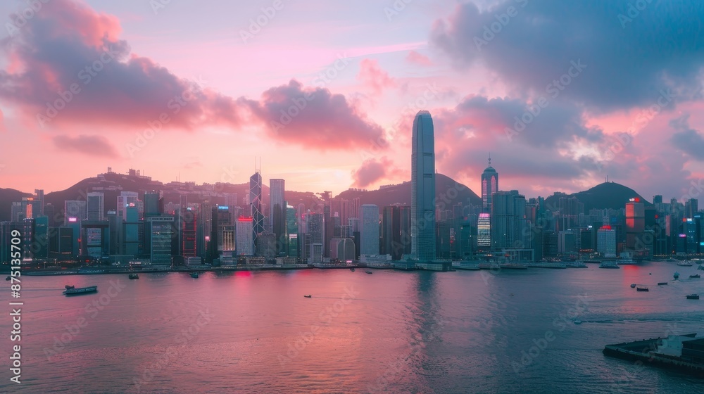 Obraz premium Soft pastel colors highlighting the citys beauty AI generated illustration