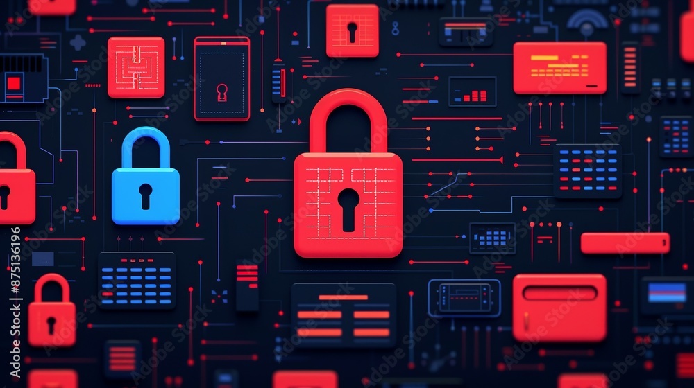 Modern identity theft prevention illustration with secure data ...