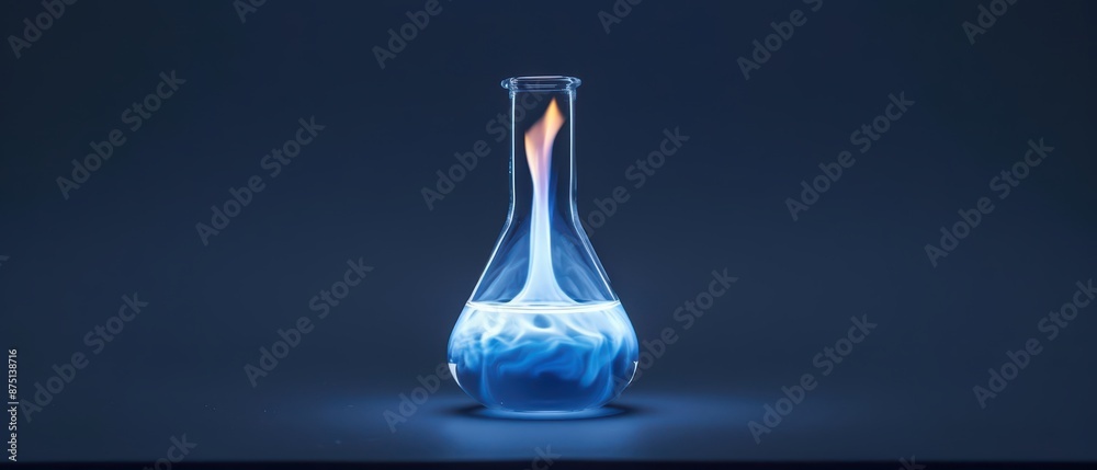 A Bunsen burner with a steady blue flame, providing the necessary heat for conducting various scientific experiments and reactions with copy space A Bunsen burner with a steady blue flame, providing the necessary heat for conducting various scientific experiments and reactions with copy space