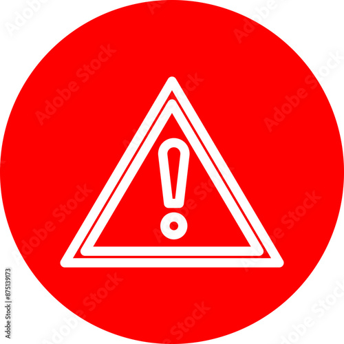 Warning Vector Line White Circle Red