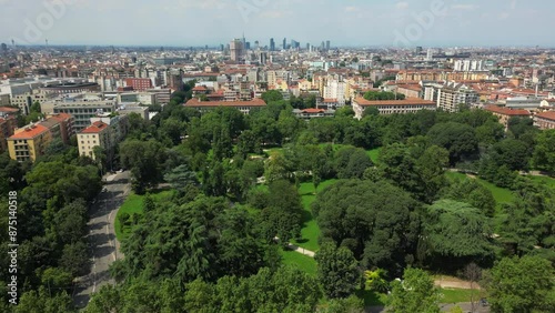 Wallpaper Mural Europe, Italy, Milan Green city , Ravizza park view from the drone . Green park in downtown of the city and new skyline , Green revolution Torontodigital.ca
