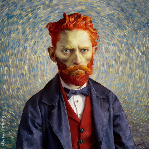 Illustration painting of portrait of Vincent Van Gogh 