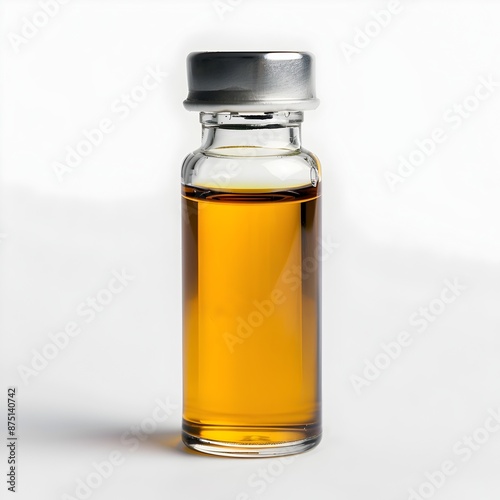 Tribulus Terrestris Extract in Amber Glass Vial on White Background