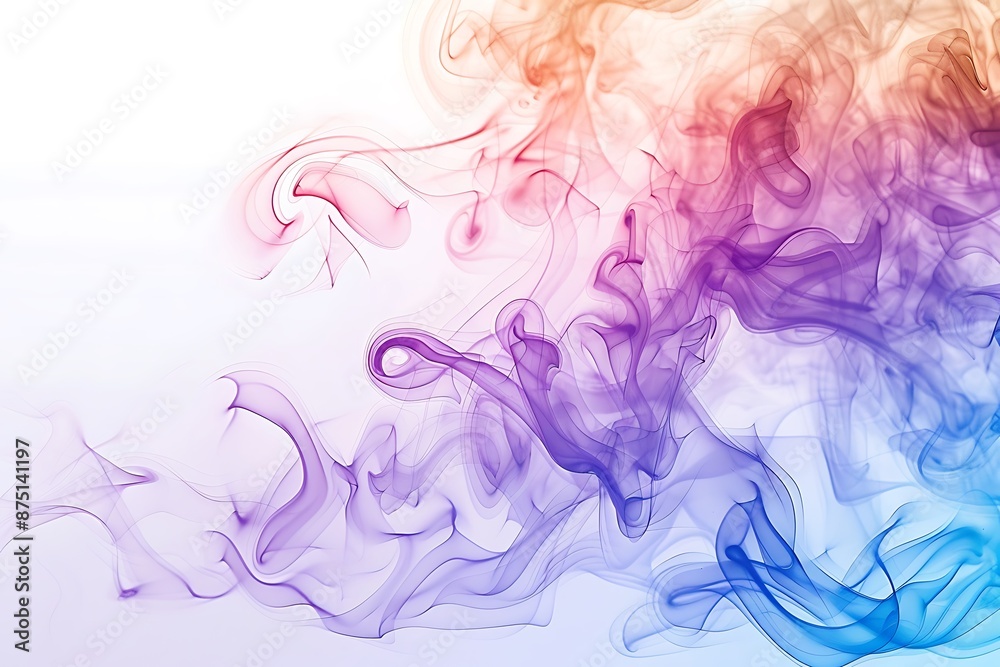 Obraz premium Dynamic, colorful smoke swirling in abstract patterns on a white backdrop..