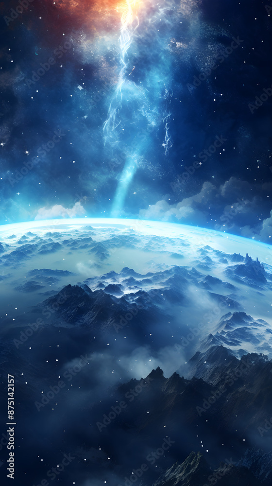 Fototapeta premium Digital space with Milky Way and nebula abstract graphic poster background