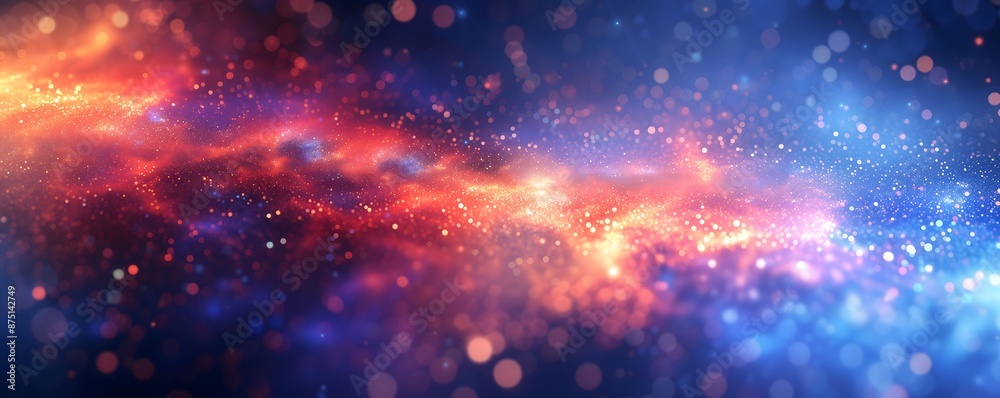 Abstract Bokeh Background with Celestial Glow in Blue and Orange Hues Abstract Bokeh Background with Celestial Glow in Blue and Orange Hues