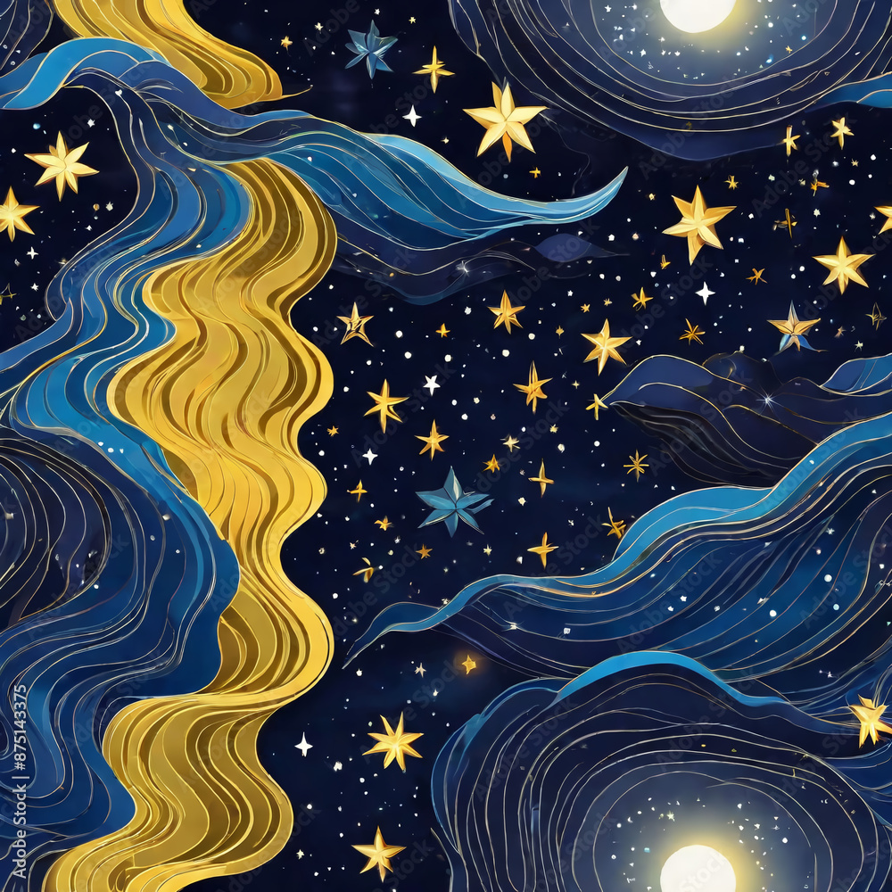 Naklejka premium Starry Night별이 내리는밤 Generative AI