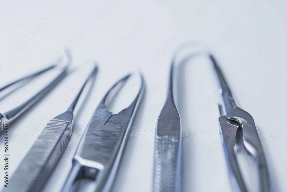 A close-up shot of scalpels and forceps, essential tools for a surgeon to perform precise and delicate operations. The instruments are laid out on a clean surface, ready for use.