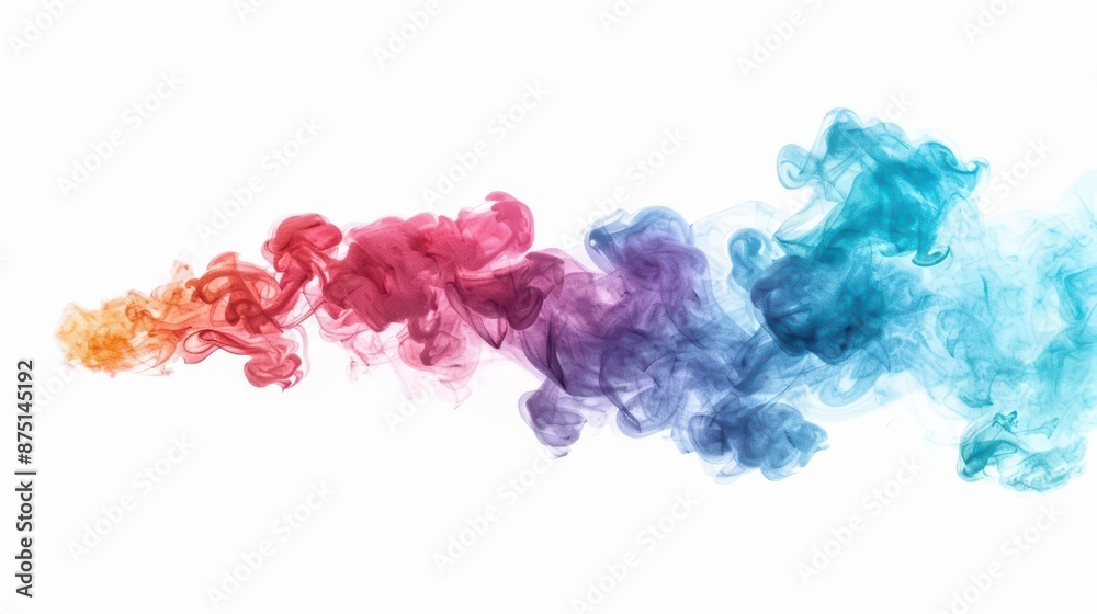 Fototapeta premium A vivid watercolor of bankruptcy, with colorful assets turning into wisps of smoke and dispersing into the air, isolate on white background with copy space