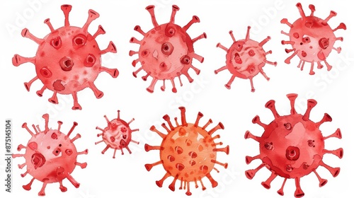 A vivid watercolor illustration of coronavirus photo