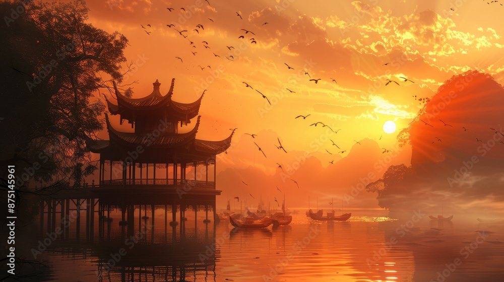 Timeless Beauty: Ancient China Aesthetic Background Timeless Beauty: Ancient China Aesthetic Background