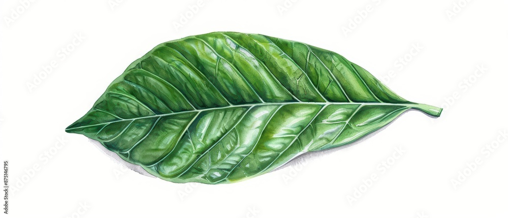 An enchanting watercolor depiction of a gardenia leaf An enchanting watercolor depiction of a gardenia leaf