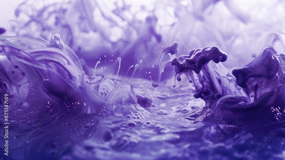 Abstract art background featuring ink water splash and vapor cloud motion with logo reveal effect in purple and white hues captured on Red Cinema camera in 6k resolution Abstract art background featuring ink water splash and vapor cloud motion with logo reveal effect in purple and white hues captured on Red Cinema camera in 6k resolution