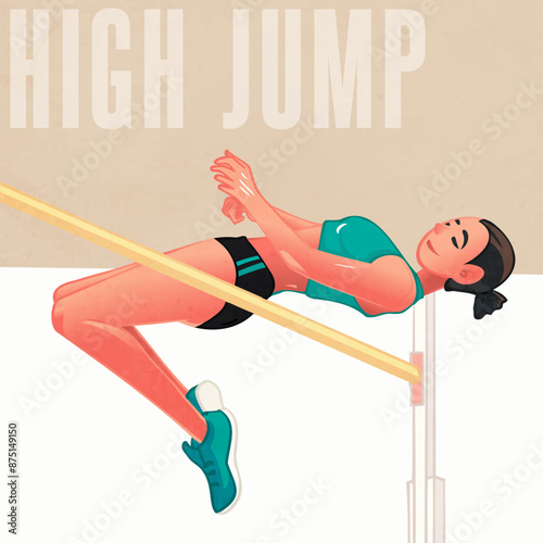 Hand drawn cartoon illustrations of high jumpers