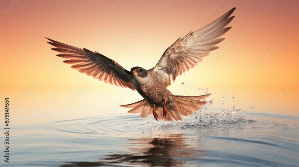 Obraz premium a bird flying in the air with the sun behind it