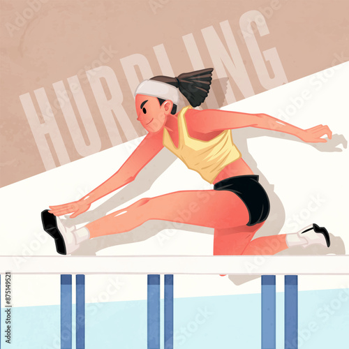 Hand drawn illustration of hurdler cartoon