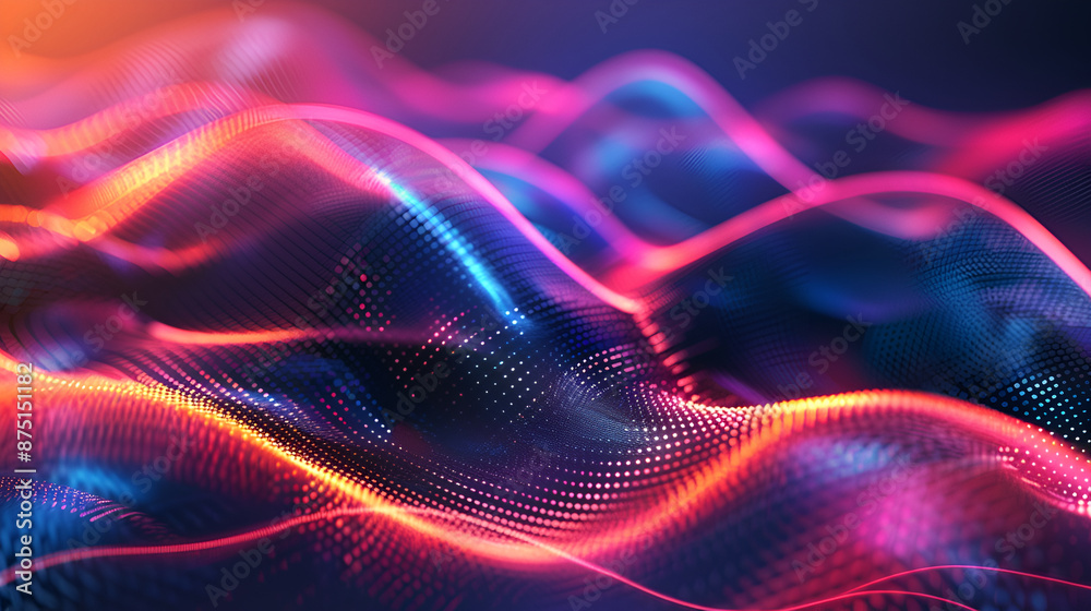 Multicolour geometric wave concept , Modern abstract wallpaper background design ,3d rendering of abstract fractal red and blue wavy background