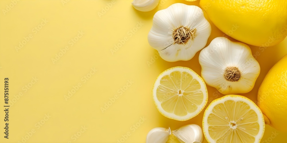 Antiviral Natural Items Flat Lay on Yellow Background. Concept Flat Lay Photography, Antiviral Items, Natural Products, Yellow Background Antiviral Natural Items Flat Lay on Yellow Background. Concept Flat Lay Photography, Antiviral Items, Natural Products, Yellow Background