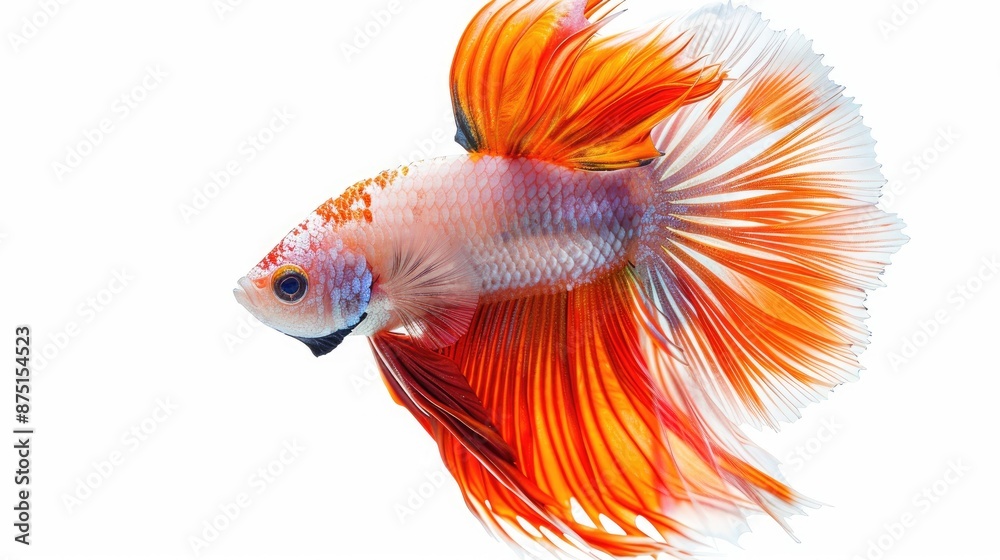 Fototapeta premium Brightly colored Siamese fighting fish against white backdrop