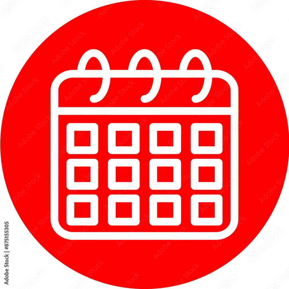 calendar Vector Line White Circle Red calendar Vector Line White Circle Red