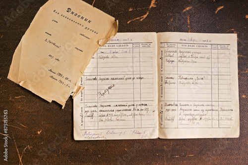School diary by soviet schoolboy 1920s photo