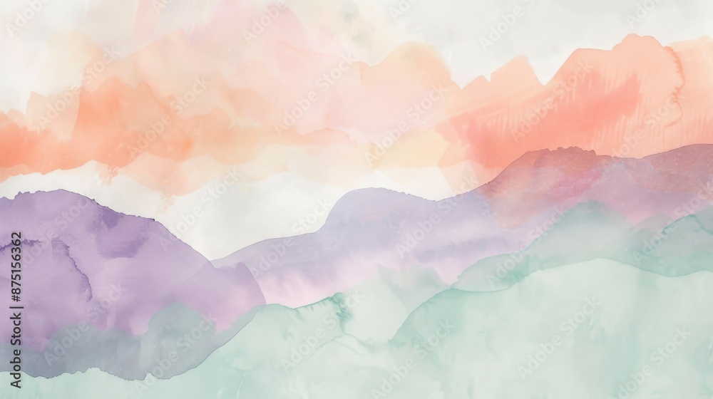 Hues of peach, lavender, and mint blend in a soft gradient pastel canvas reminiscent of a gentle watercolor painting. Hues of peach, lavender, and mint blend in a soft gradient pastel canvas reminiscent of a gentle watercolor painting.