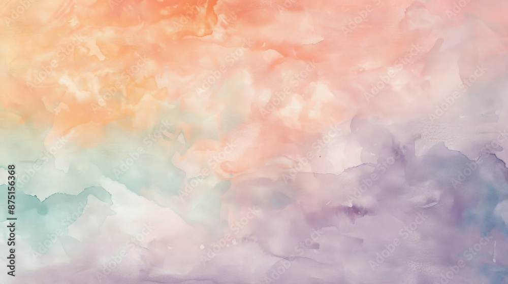 Obraz premium hues of peach, lavender, and mint blend in a soft gradient pastel canvas reminiscent of a gentle watercolor painting