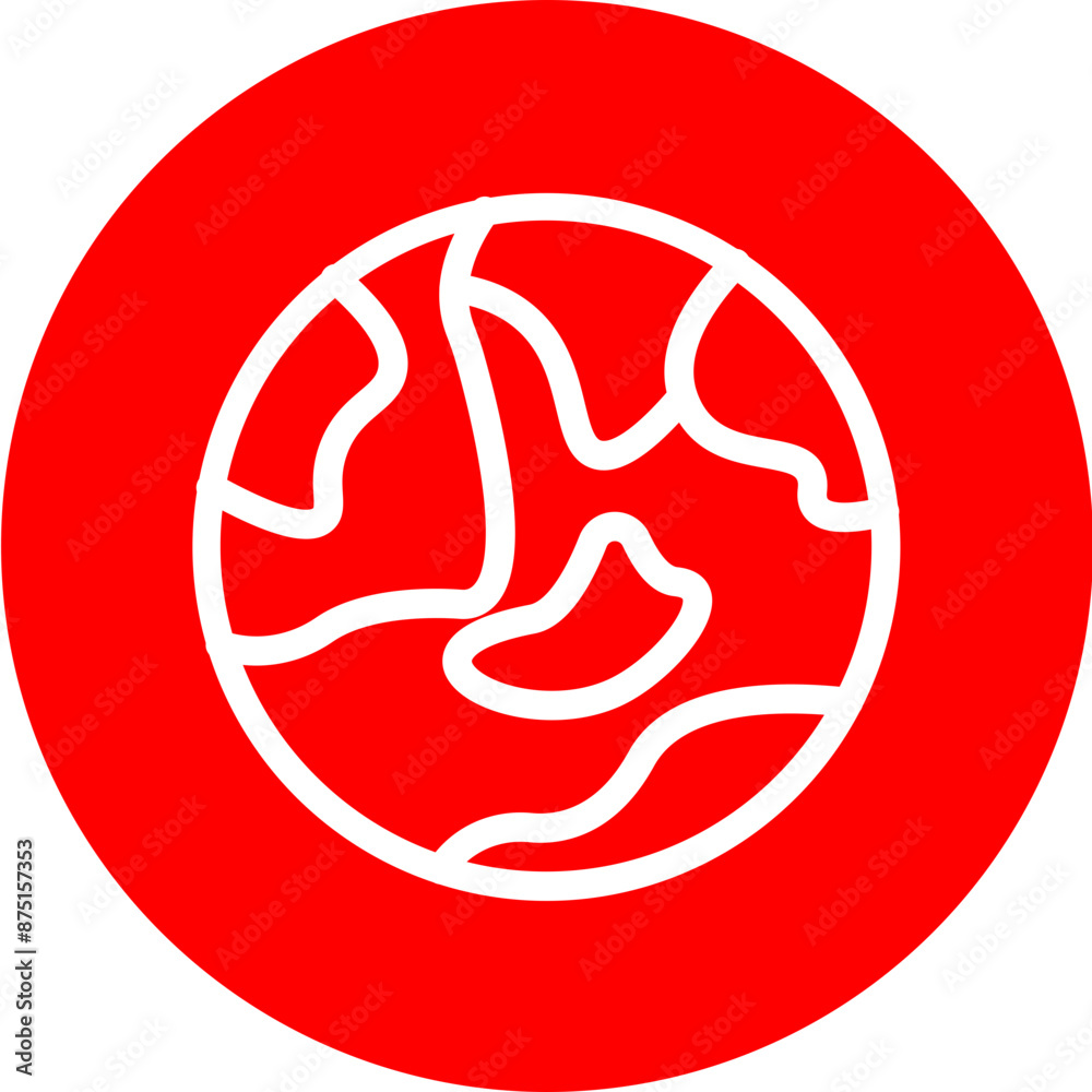 globe Vector Line White Circle Red globe Vector Line White Circle Red