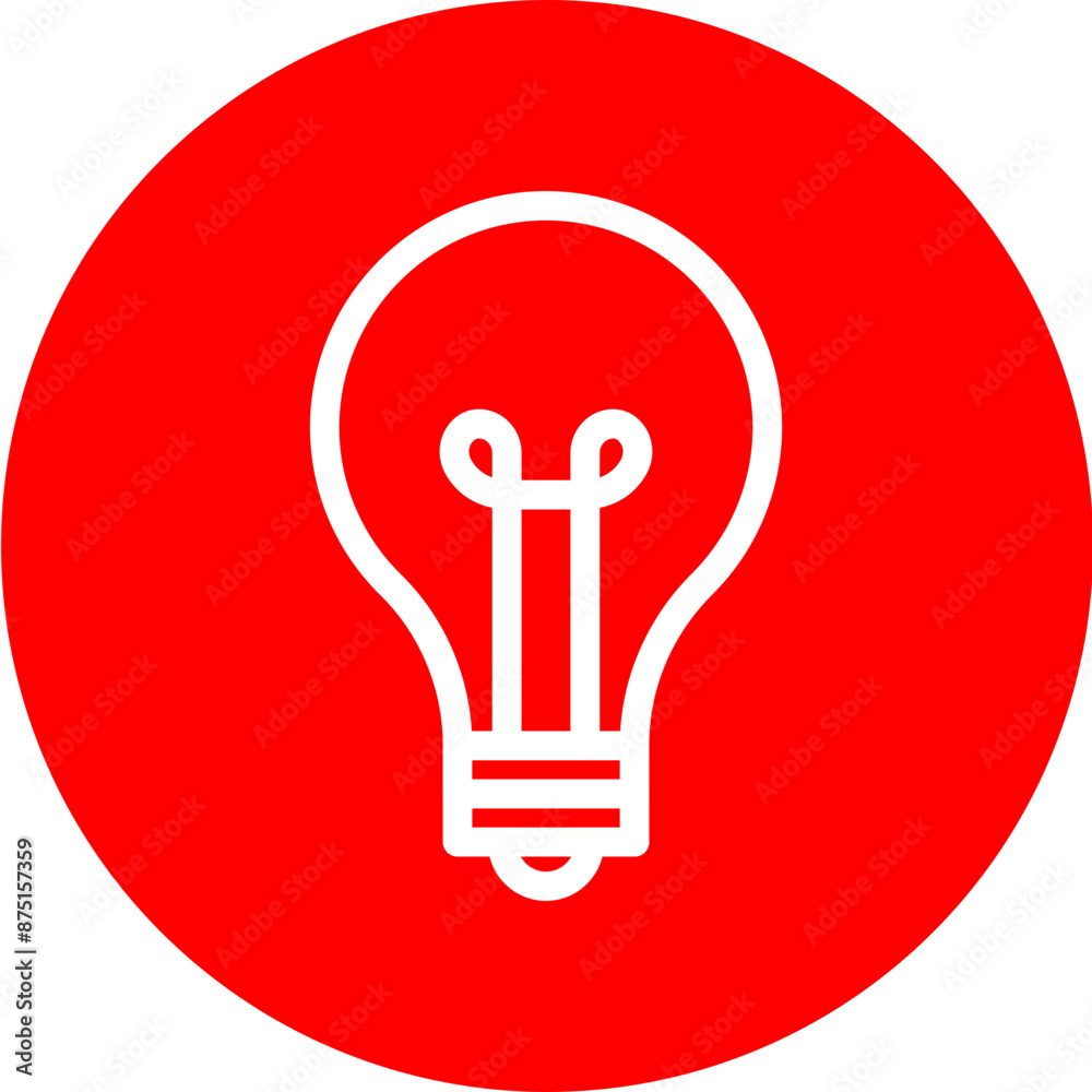 lightbulb Vector Line White Circle Red lightbulb Vector Line White Circle Red