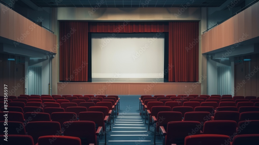 Fototapeta premium Empty Theater with Red Curtains and Seats 