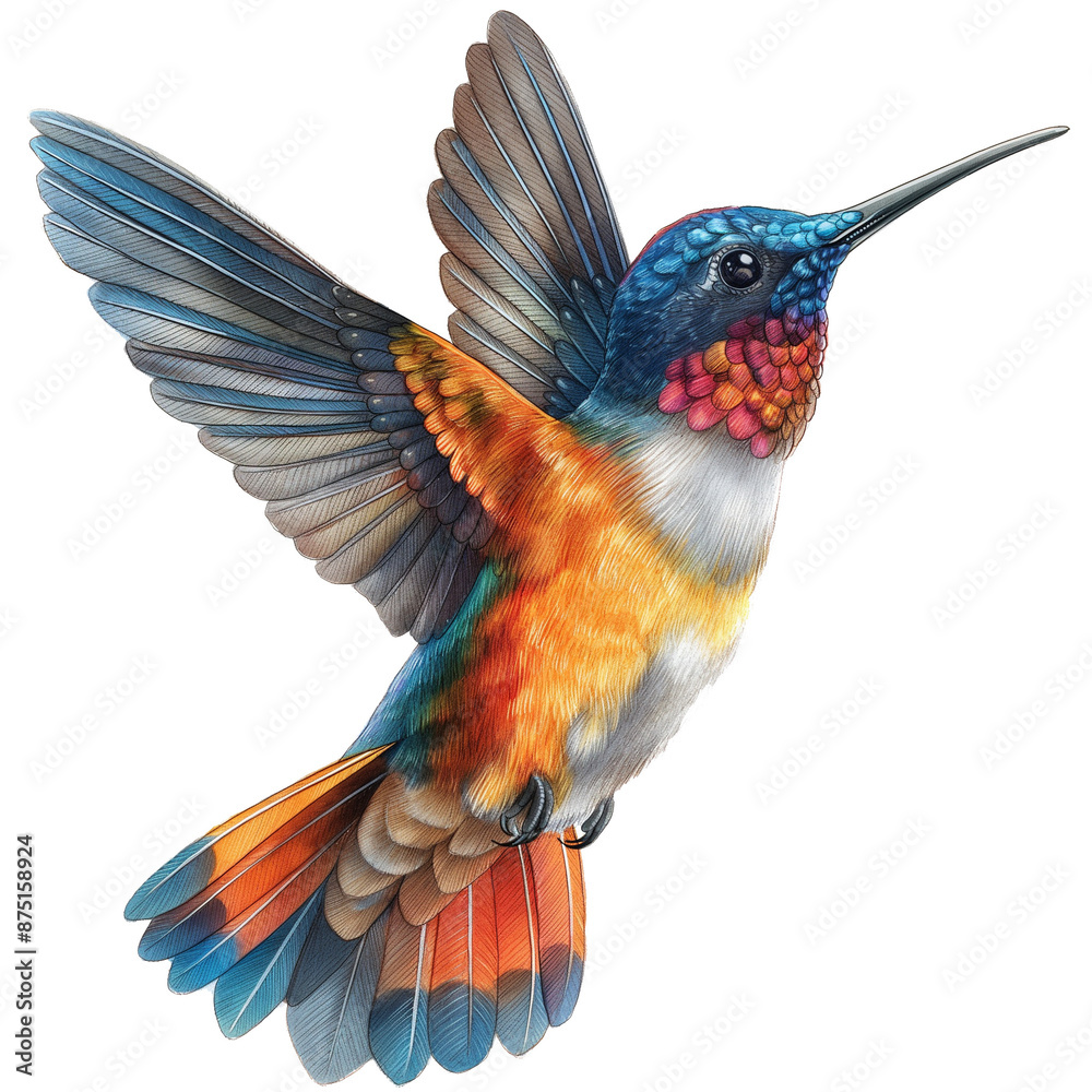 Fototapeta premium Hummingbird illustration, colorful, vector