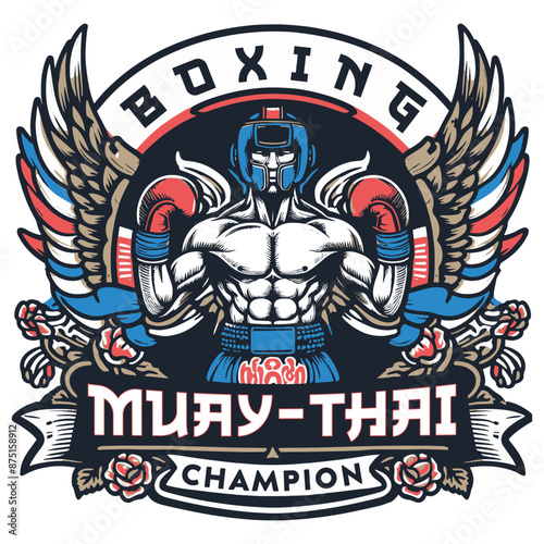 muay thai fight tshirt design vector	