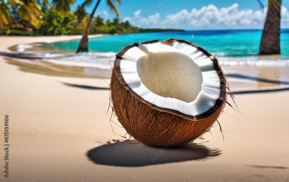 custom made wallpaper toronto digitalFresh coconut lies on the sand of a tropical beach