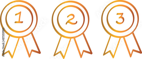Set of Three Gold Award Ribbons