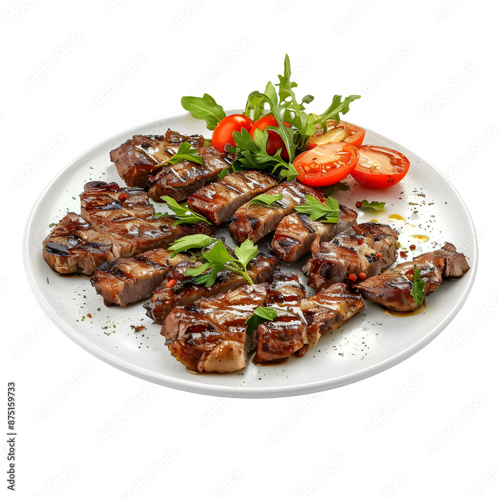 Grilled polish sausage with fresh herbs and tomatoes Grilled polish sausage with fresh herbs and tomatoes